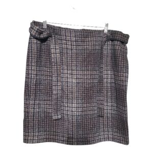 Plaid Tweed Pencil Skirt - Gray Multi
